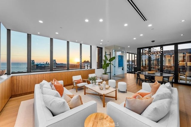 2821 Alma Ave, Manhattan Beach, CA 90266 - community lobby with recessed lighting, a water view, and expansive windows