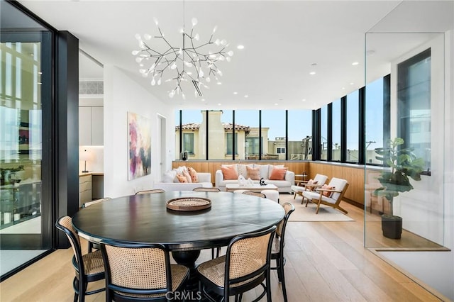 2821 Alma Ave, Manhattan Beach, CA 90266 - dining room with plenty of natural light, light wood finished floors, a chandelier, and recessed lighting