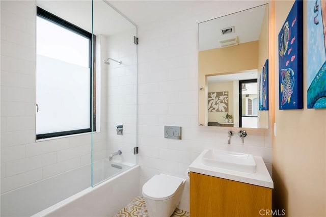 2821 Alma Ave, Manhattan Beach, CA 90266 - bathroom with bathing tub / shower combination, vanity, and tile walls