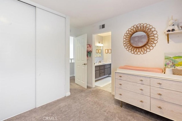 1174 Kingston St, Costa Mesa, CA 92626 - bedroom featuring light colored carpet, a closet, and ensuite bathroom