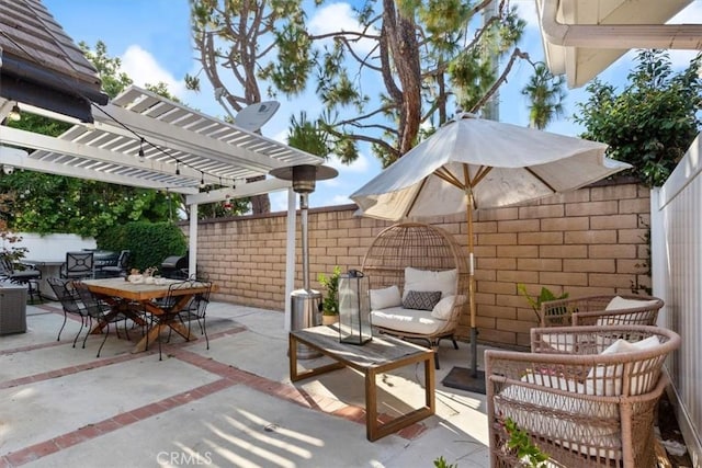1174 Kingston St, Costa Mesa, CA 92626 - view of patio / terrace with an outdoor hangout area and a pergola