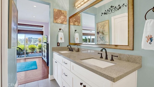 24965 Seagate, Dana Point, CA 92629 - bathroom featuring plenty of natural light, double vanity, and tile patterned floors