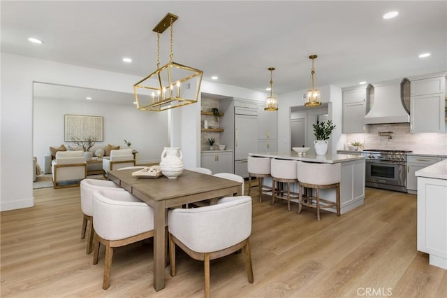 245 Surf Pl, Seal Beach, CA 90740 - dining room with recessed lighting and light wood-style floors