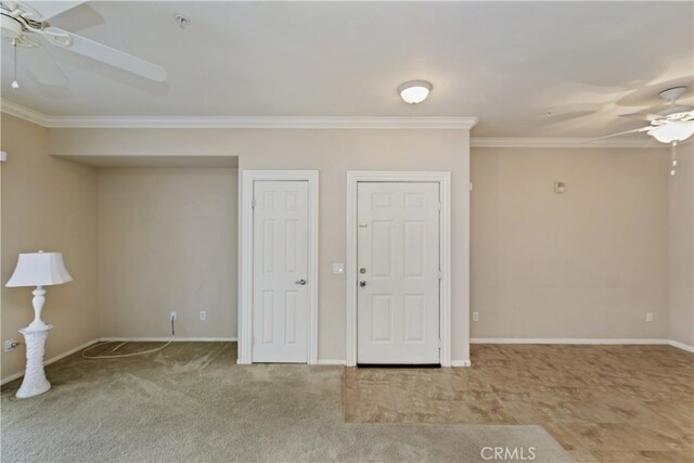 31387 Taylor Ln, Temecula, CA 92592 - carpeted spare room with a ceiling fan and crown molding