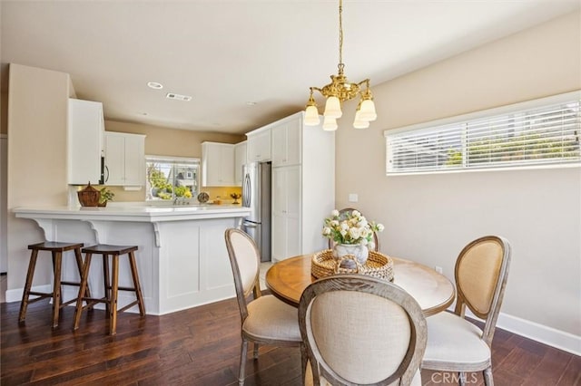 1432 Blackberry Ave, Arroyo Grande, CA 93420 - dining area featuring a chandelier and dark wood-style floors