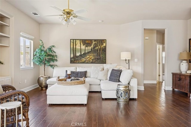 1432 Blackberry Ave, Arroyo Grande, CA 93420 - living room with a ceiling fan and hardwood / wood-style flooring