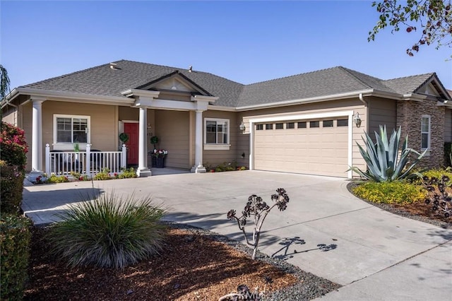 1432 Blackberry Ave, Arroyo Grande, CA 93420 - view of front facade with driveway, a garage, covered porch, and a shingled roof