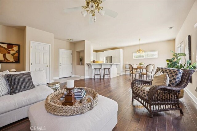 1432 Blackberry Ave, Arroyo Grande, CA 93420 - living area with hardwood / wood-style floors and ceiling fan