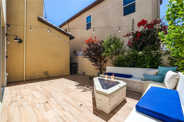 133 Denali, Lake Forest, CA 92630 - wooden terrace with an outdoor living space with a fire pit
