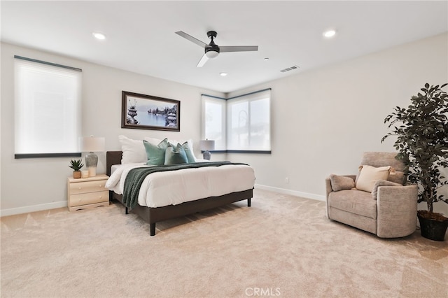133 Denali, Lake Forest, CA 92630 - bedroom featuring light carpet, recessed lighting, and a ceiling fan