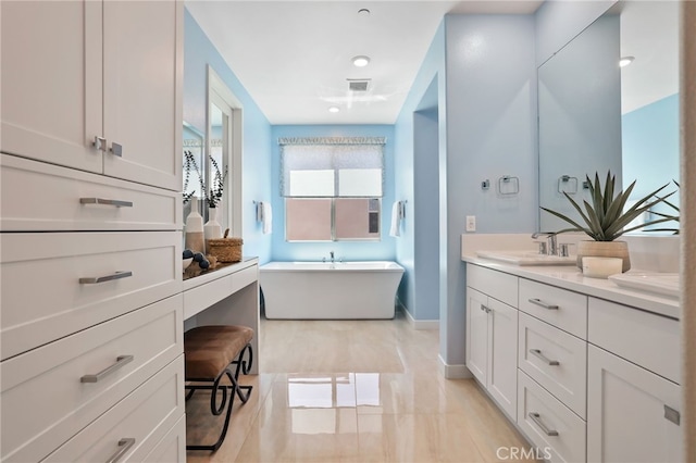 133 Denali, Lake Forest, CA 92630 - full bath with a soaking tub, double vanity, and tile patterned flooring