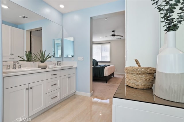 133 Denali, Lake Forest, CA 92630 - ensuite bathroom with double vanity, ceiling fan, and recessed lighting