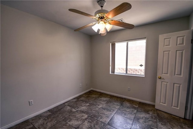 9464 Palm Dr, Desert Hot Springs, CA 92240 - empty room with baseboards and ceiling fan
