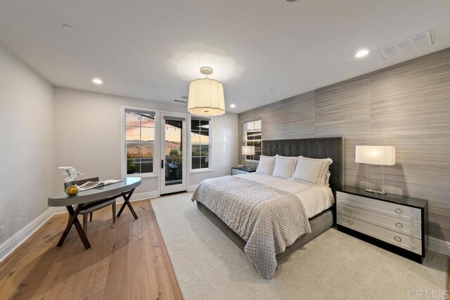 15614 S Chevy Chase, San Diego, CA 92127 - bedroom with recessed lighting, light wood-type flooring, and access to outside