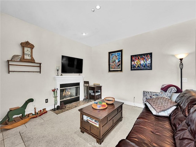 13906 Lexicon Ave, Sylmar, CA 91342 - carpeted living room with a fireplace with flush hearth and recessed lighting