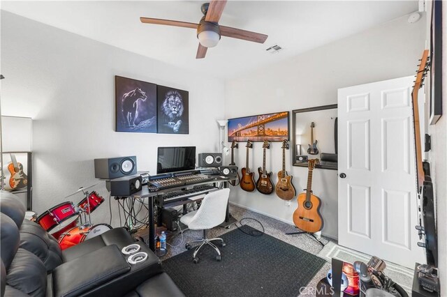 37908 52nd St E, Palmdale, CA 93552 - carpeted office with a ceiling fan and baseboards