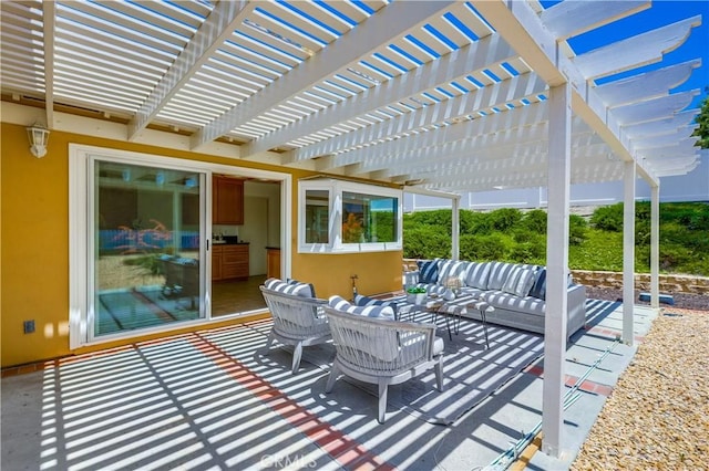 24482 Chrisanta Dr, Mission Viejo, CA 92691 - view of patio / terrace with an outdoor hangout area and a pergola