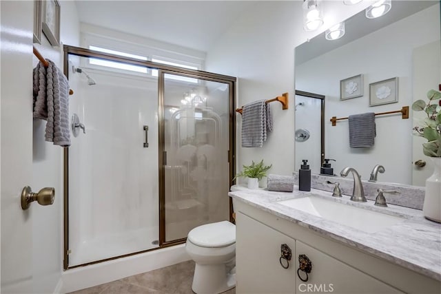 24482 Chrisanta Dr, Mission Viejo, CA 92691 - full bathroom with vanity, a stall shower, and tile patterned floors