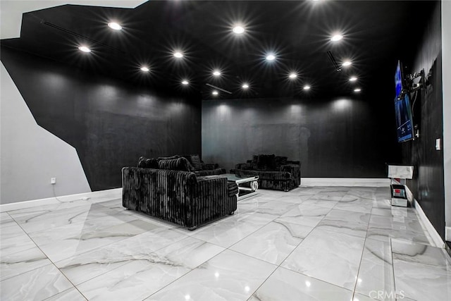 17800 Raymer St, Sherwood Forest, CA 91325 - home theater featuring marble tiled flooring and baseboards