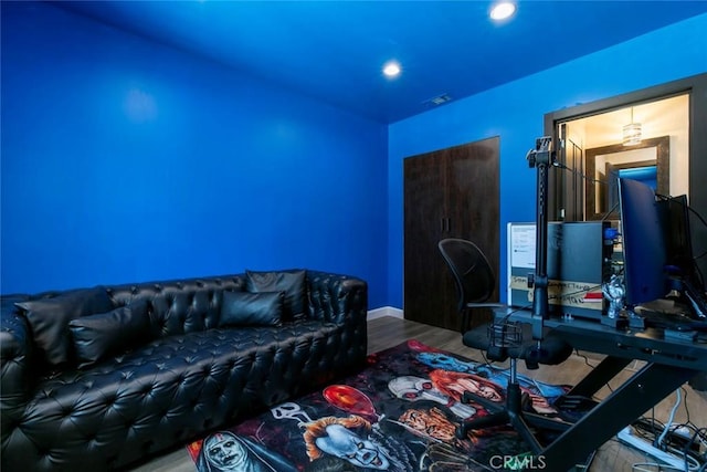 17800 Raymer St, Sherwood Forest, CA 91325 - office featuring wood finished floors and recessed lighting