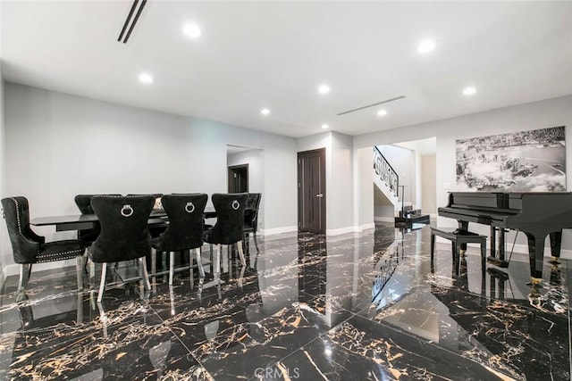 17800 Raymer St, Sherwood Forest, CA 91325 - bar area with marble tiled floors, stairs, and recessed lighting
