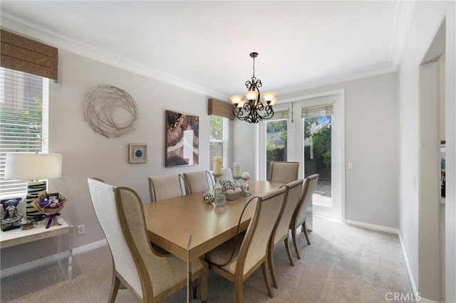 3 Heatherwood, Irvine, CA 92620 - dining room with a chandelier, light colored carpet, and crown molding
