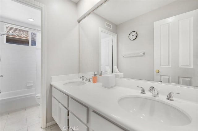 3 Heatherwood, Irvine, CA 92620 - bathroom featuring double vanity, tile patterned floors, and bathtub / shower combination