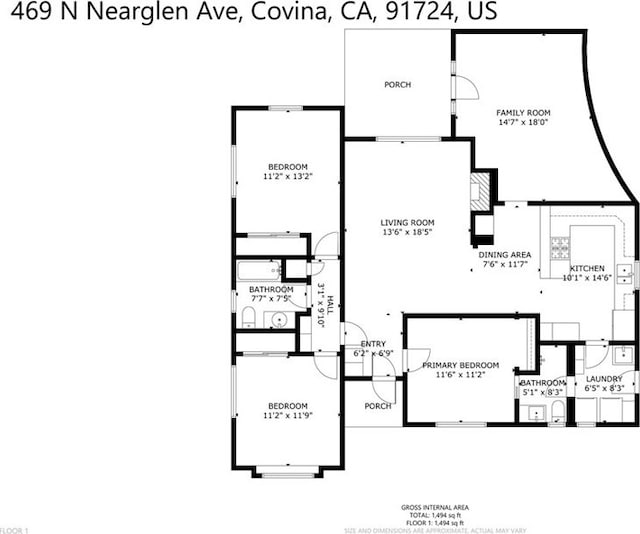 469 N Nearglen Ave, Covina, CA 91724 - view of room layout