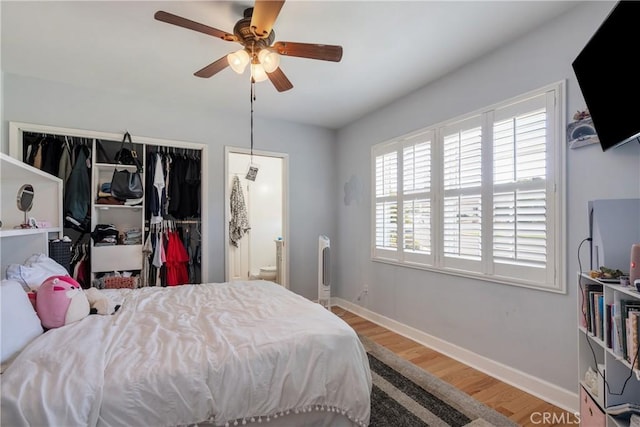 469 N Nearglen Ave, Covina, CA 91724 - bedroom featuring wood finished floors, a closet, and ceiling fan