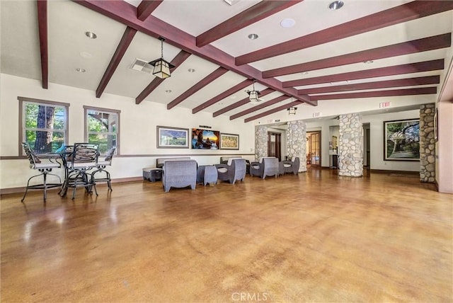 24934 Pine Creek Loop, Corona, CA 92883 - living area with finished concrete floors and recessed lighting