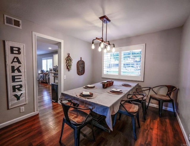 16320 Dartolo Rd, Ramona, CA 92065 - dining area featuring dark wood-style floors and baseboards