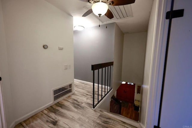 16320 Dartolo Rd, Ramona, CA 92065 - stairs featuring wood finished floors and a ceiling fan