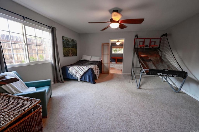 16320 Dartolo Rd, Ramona, CA 92065 - carpeted bedroom with baseboards and a ceiling fan