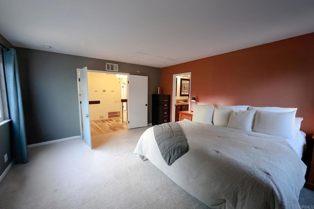 16320 Dartolo Rd, Ramona, CA 92065 - bedroom featuring attic access, light carpet, and connected bathroom