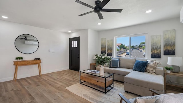 6117 Parkside Ave, San Diego, CA 92139 - living area featuring ceiling fan, recessed lighting, and light wood-style floors