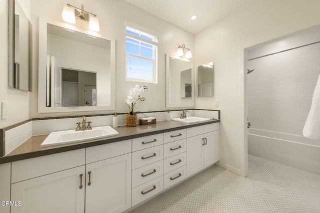 11570 Oakcrest Ave, Ojai, CA 93023 - full bathroom featuring double vanity and  shower combination