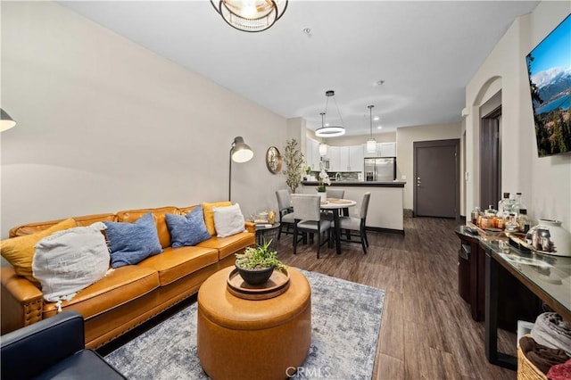 24545 Town Center Dr Unit 5201, Valencia, CA 91355 - living room featuring dark wood-style floors