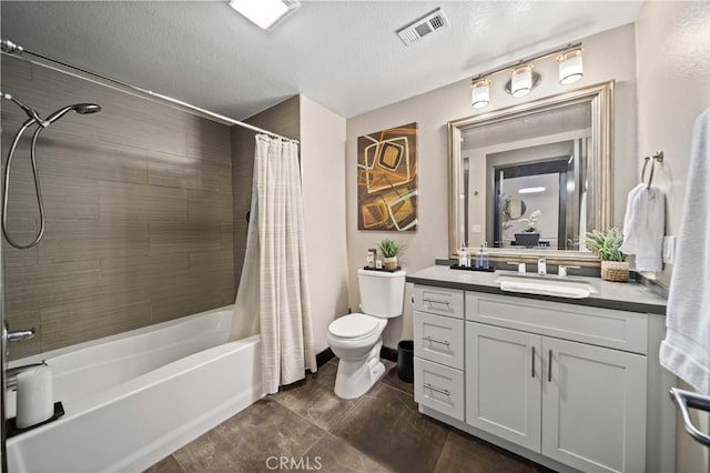 24545 Town Center Dr Unit 5201, Valencia, CA 91355 - bathroom featuring vanity, shower / tub combo, and a textured ceiling