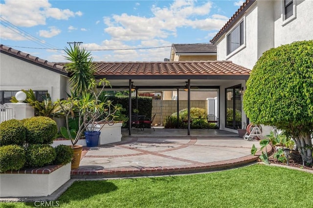 4161 Ricardo Dr, Yorba Linda, CA 92886 - rear view of property with a tiled roof, a patio area, and stucco siding
