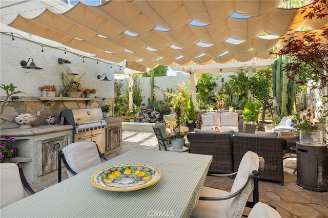 2172 N Pami Cir, Orange, CA 92867 - view of patio / terrace featuring outdoor dining area, a grill, outdoor lounge area, and a pergola