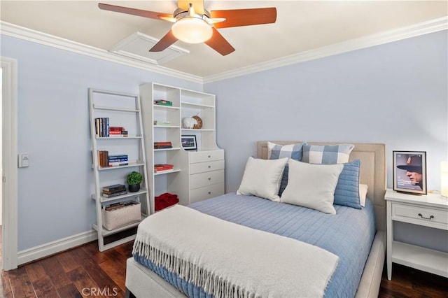 2172 N Pami Cir, Orange, CA 92867 - bedroom with ornamental molding, wood finished floors, and a ceiling fan