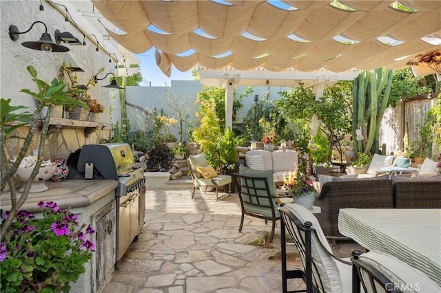 2172 N Pami Cir, Orange, CA 92867 - view of patio with an outdoor living space, a pergola, and area for grilling