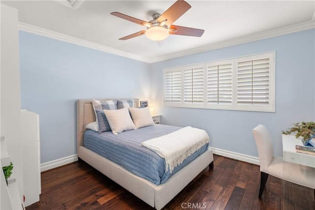2172 N Pami Cir, Orange, CA 92867 - bedroom featuring wood-type flooring, ornamental molding, and ceiling fan