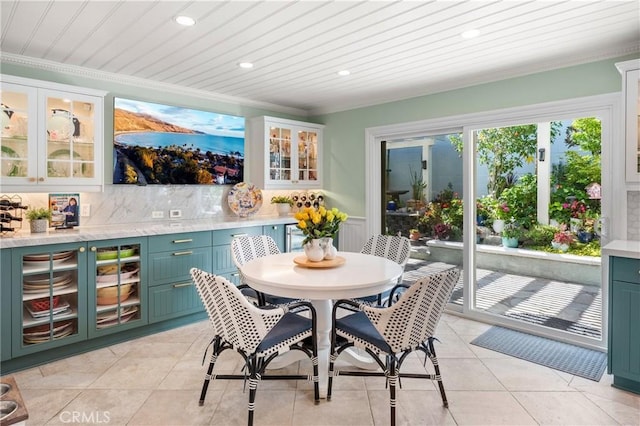 2172 N Pami Cir, Orange, CA 92867 - dining space with recessed lighting, ornamental molding, and light tile patterned floors