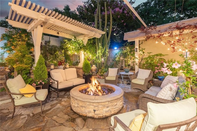 2172 N Pami Cir, Orange, CA 92867 - view of patio featuring an outdoor living space with a fire pit and a pergola