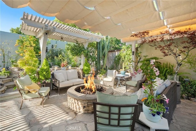 2172 N Pami Cir, Orange, CA 92867 - view of patio / terrace with an outdoor living space with a fire pit and a pergola