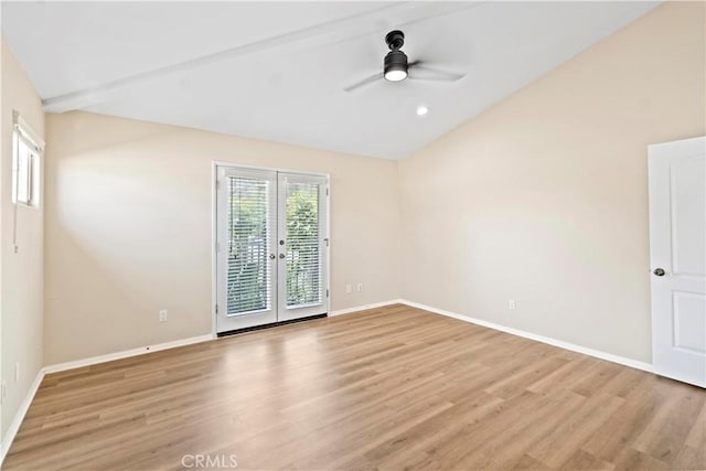 3919 W 242nd St Unit A, Torrance, CA 90505 - spare room featuring vaulted ceiling, light wood finished floors, ceiling fan, french doors, and recessed lighting