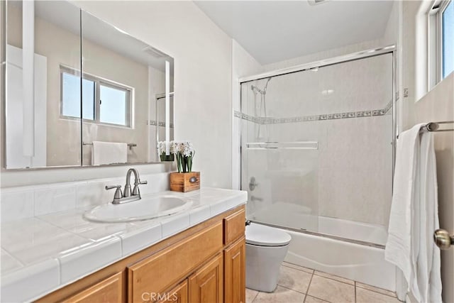 3919 W 242nd St Unit A, Torrance, CA 90505 - bathroom with vanity, tile patterned floors, and shower / bath combination with glass door