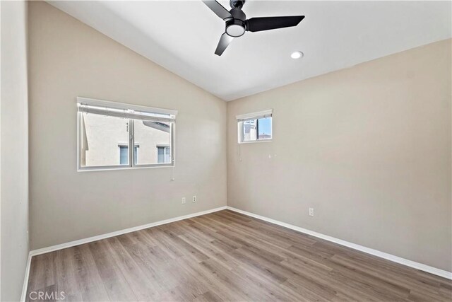 3919 W 242nd St Unit A, Torrance, CA 90505 - unfurnished room with wood finished floors, ceiling fan, vaulted ceiling, and recessed lighting