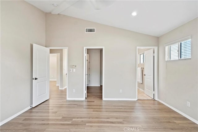 3919 W 242nd St Unit A, Torrance, CA 90505 - unfurnished bedroom with lofted ceiling, light wood-type flooring, ensuite bath, recessed lighting, and a spacious closet